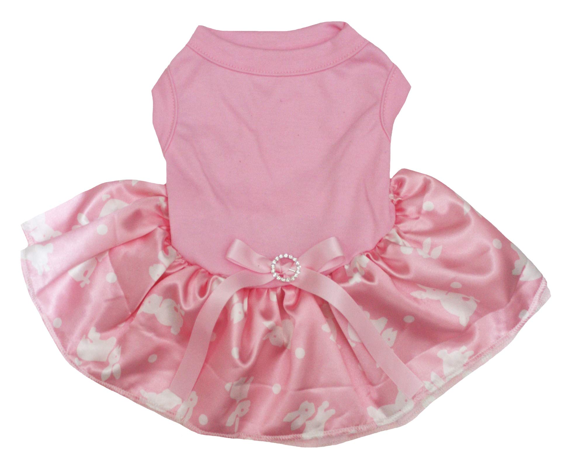 Robe pour chien motif lapins rose uni élastique anti-frottement pour chiot