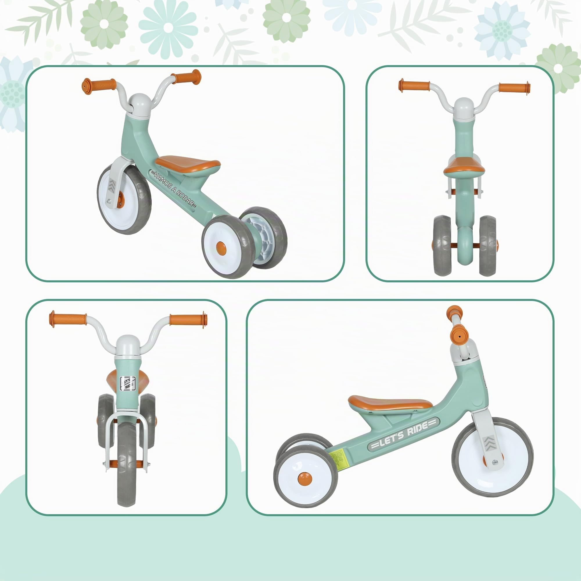 AIYAPLAY Bicicleta sin Pedales para Niños de 12 a 36 Meses, Bicicleta de Equilibrio con Ruedas Silenciosas y Resistentes a Pinchazos, Manillares con Giro Limitado a 60°