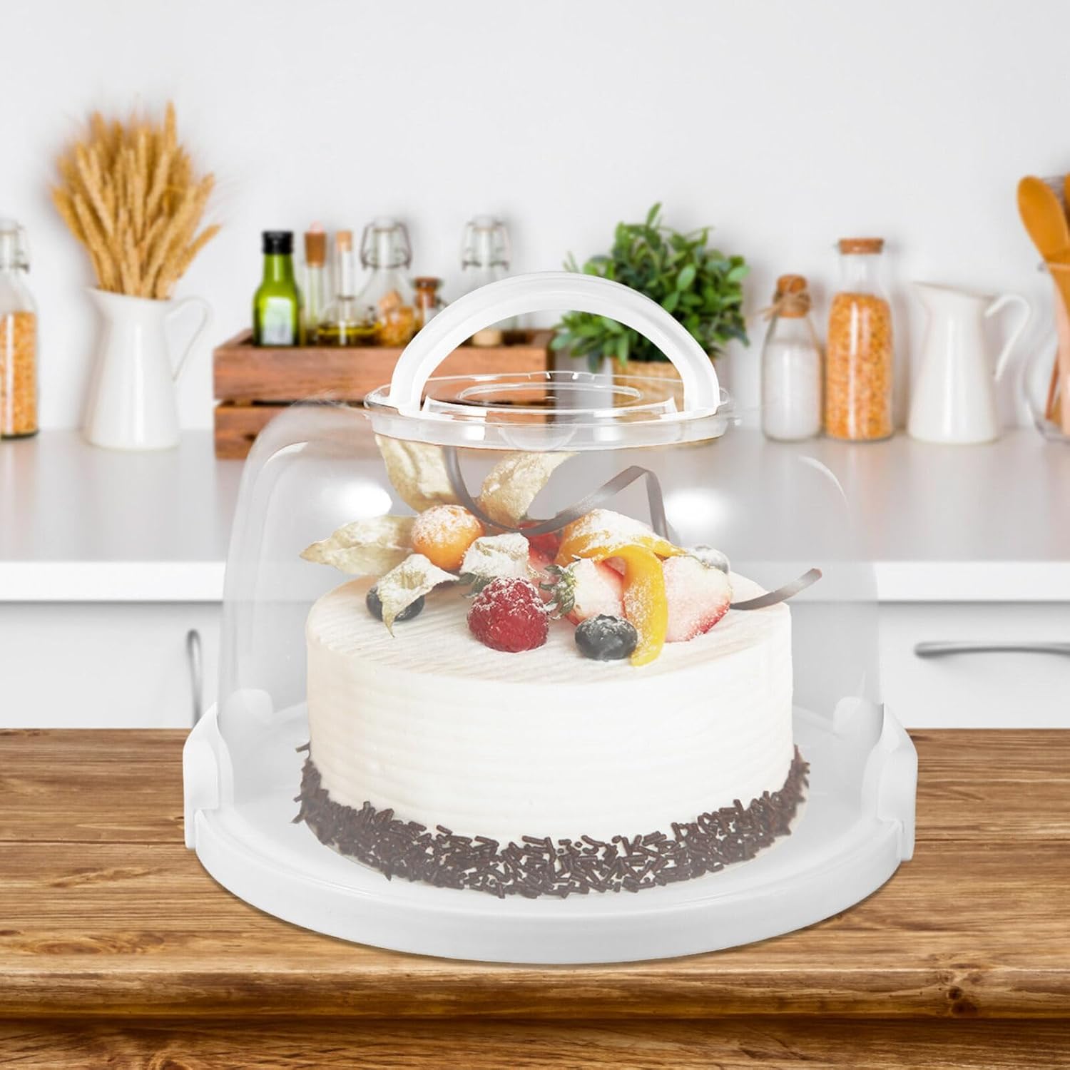 Luxshiny Reusable Cake Carrier Box Handle Portable Cake Container for Outdoor Events Easy to Clean Stable Base for Safe Transport for Cookies and Sweets