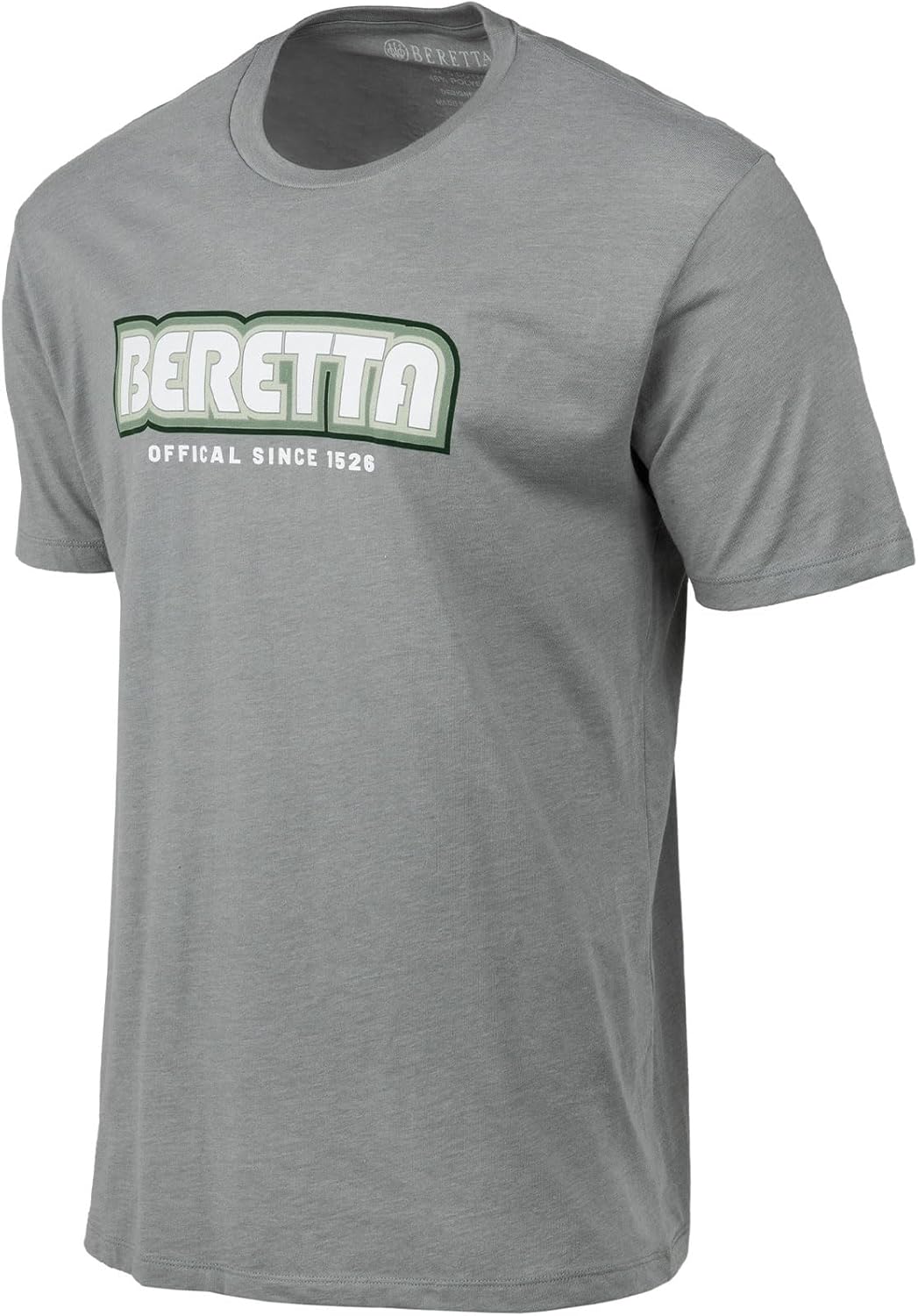 Beretta Men's Retro 2.0 SS Casual Durable Active Wear Ribbed Crew Neck Logo Print Double Needle Hems Short Sleeve T-Shirt