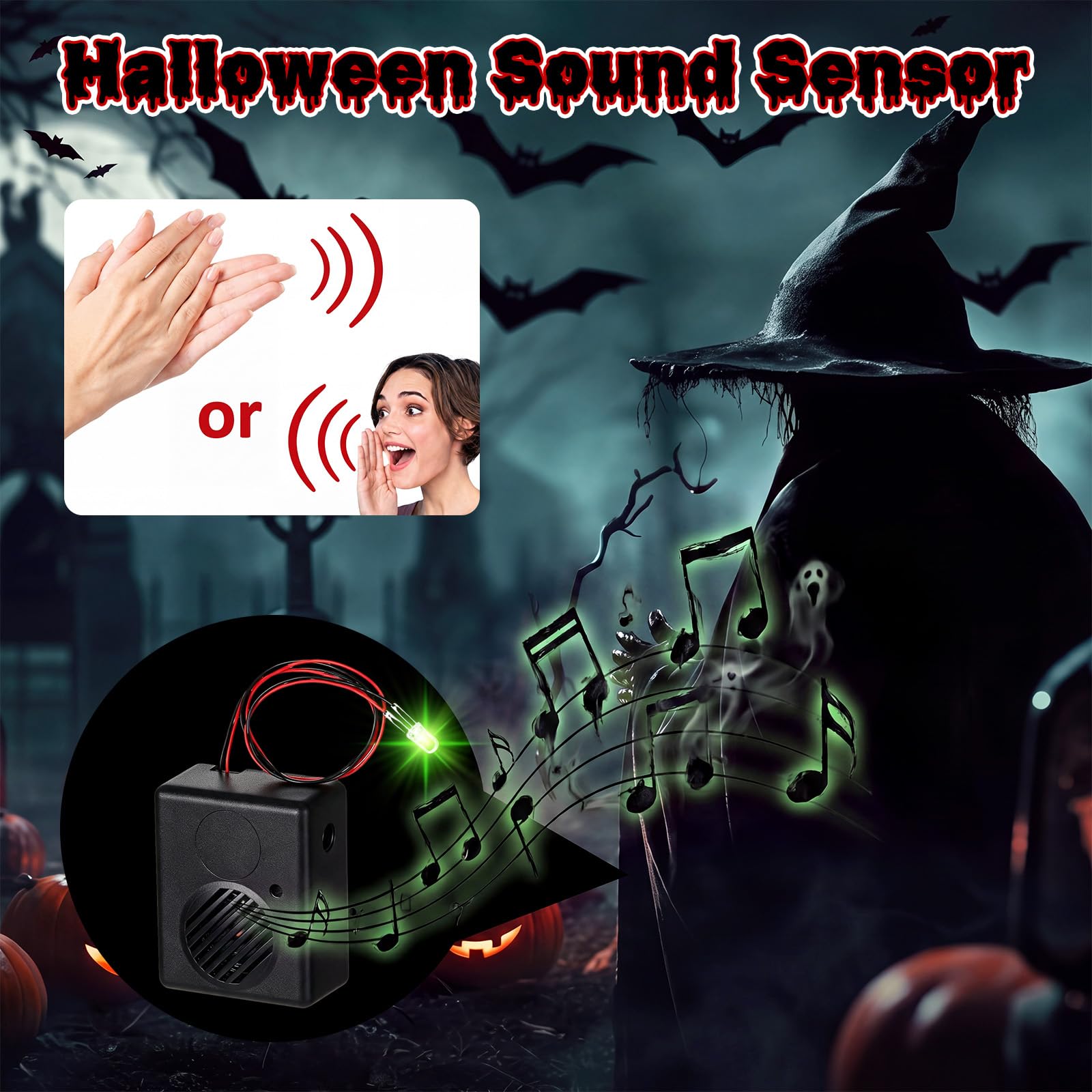 Seenelling 6 sensores de sonido de Halloween Scare