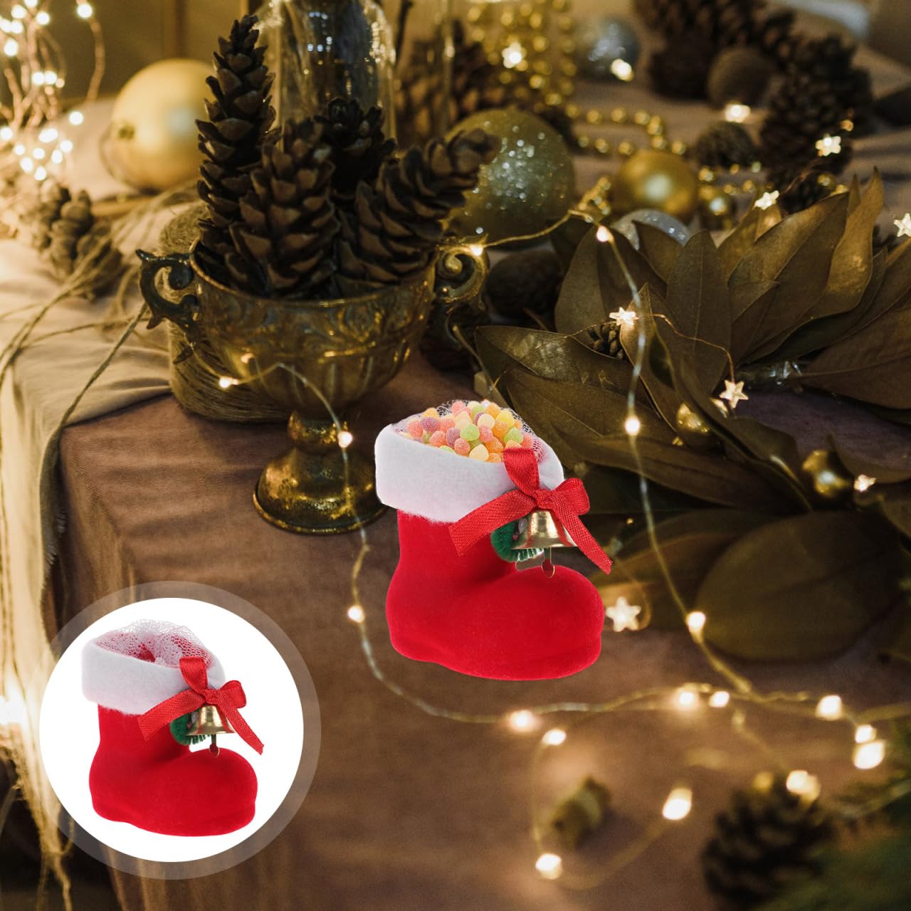 DEARMAMY 24 Stk. Teiliges Weihnachtsdeko Candy Boots Niedliche Stiefel Anhänger Langlebig und Sanft zum Befüllen mit Süßigkeiten und Kleinen Geschenken Festliche Weihnachtsstrumpf Deko