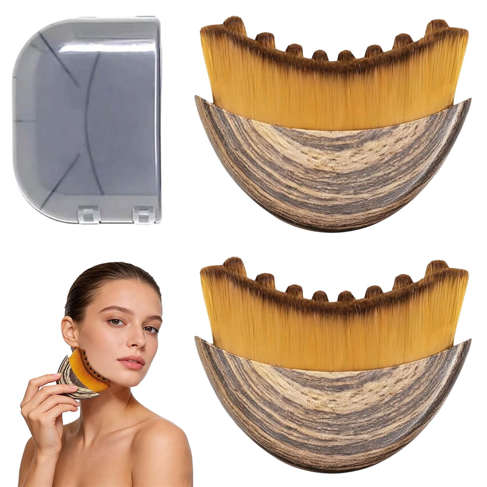 2 Pezzi Spazzola per Contorno Linfatico, Spazzola Linfatica per il Viso, Spazzola Viso a Secco per Alleviare con l'affaticamento, Scolpire il Viso, Mento e Mascella
