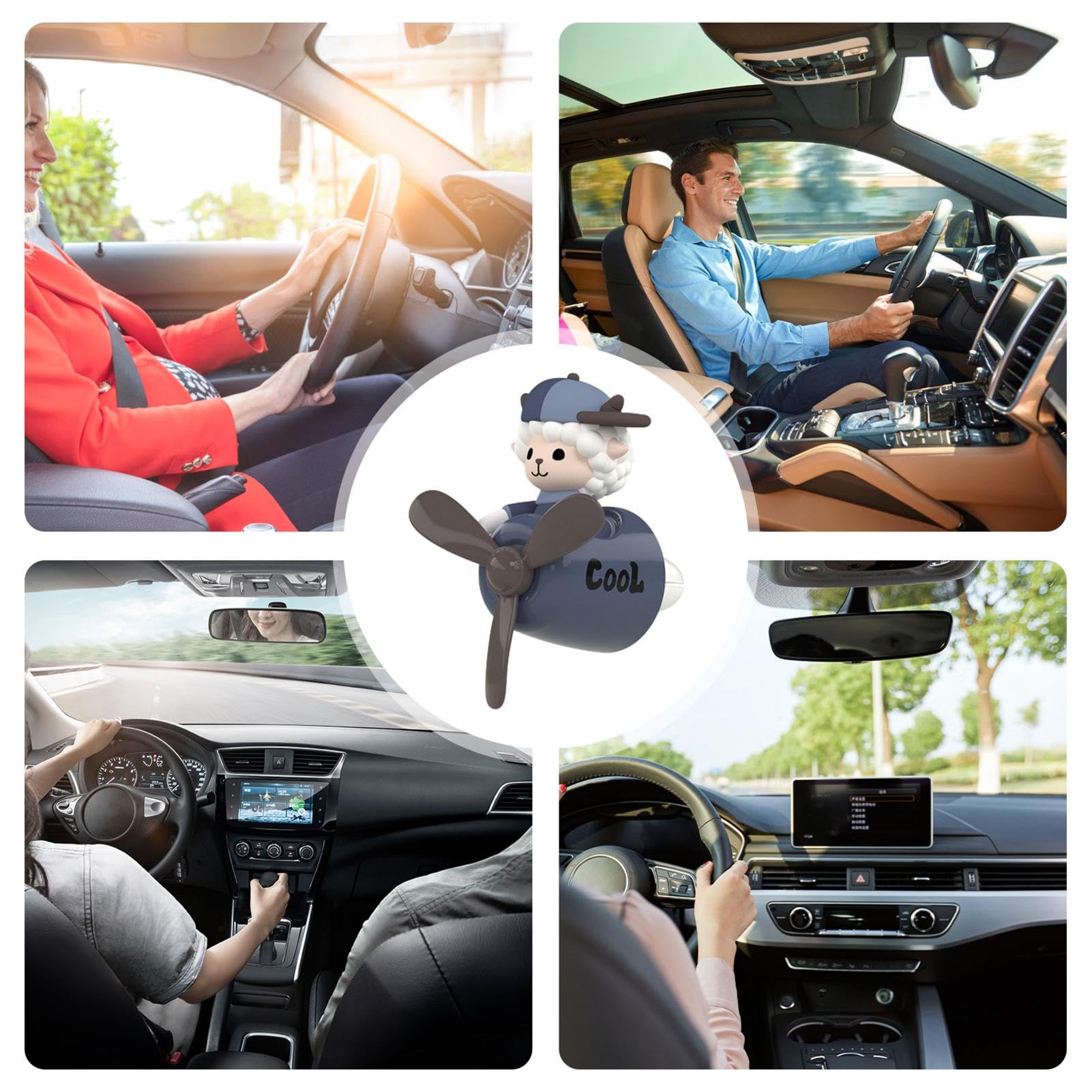 Désodorisant Pilote pour Voiture,Clip de Ventilation pour Désodorisant de Voiture Pilote - Clip d'aération de diffuseur de voiture pilote animal mignon - Parfum de voiture avec 2 comprimés d'aromathér