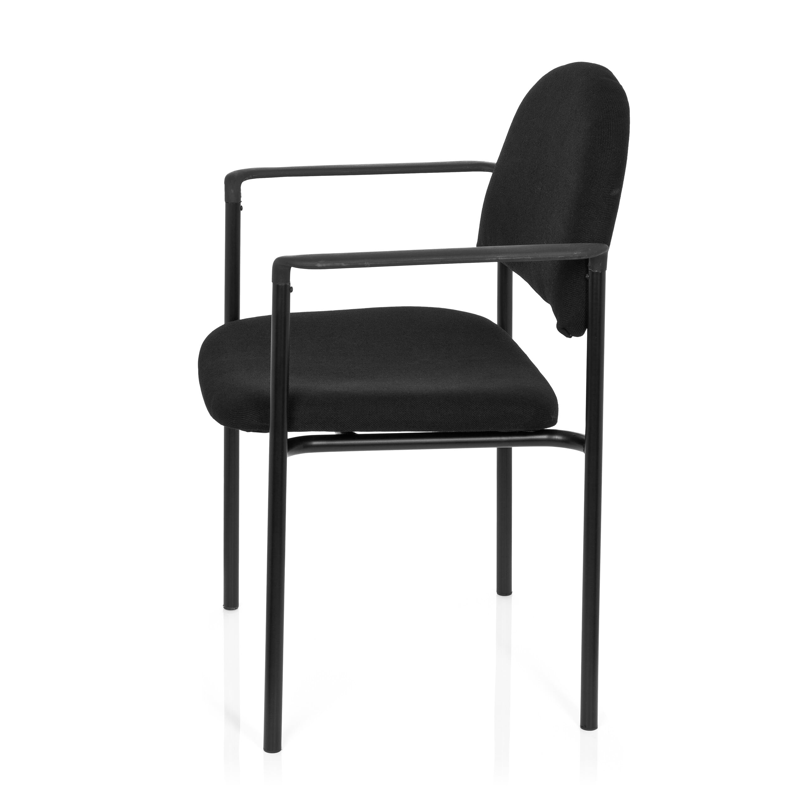 hjh OFFICE 704330 XT 700 Chaise de conférence empilable à quatre pieds rembourrée avec accoudoirs Noir