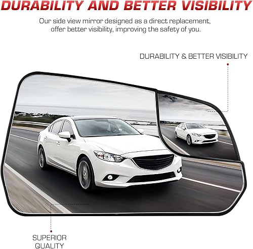 Miniatura 2 de Passenger & Drive - Juego de espejos calefactables laterales para Ford Mustang 2015, 2016, 2017, 2018, 2019, 2020, reemplazo FR3Z17K707T