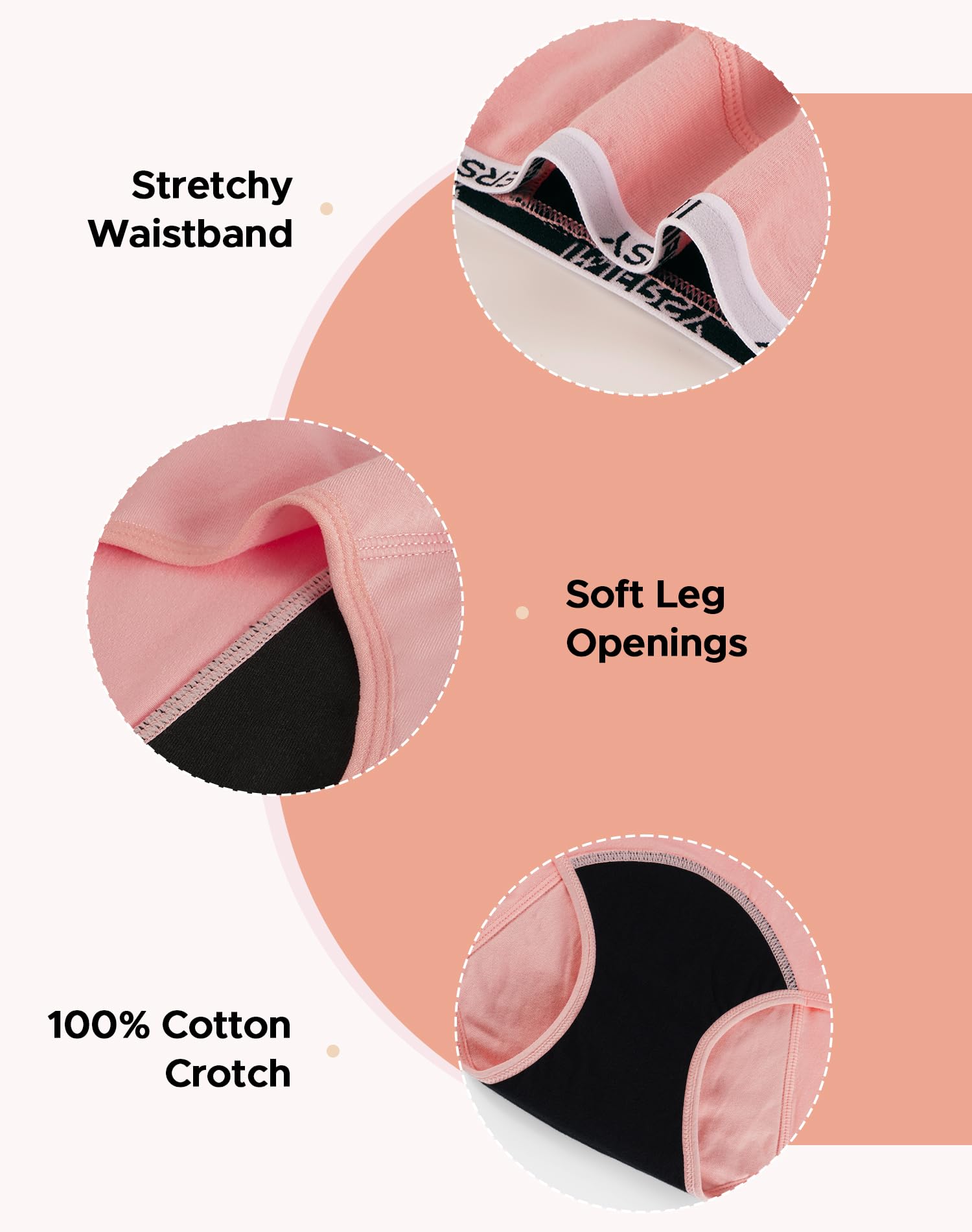 INNERSY Period Underwear for Teens Girls Cotton Menstrual Panties 3-Pack