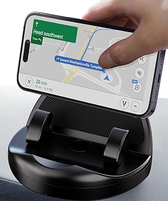 VEROX Universal 360 Degree Car Mobile Holder for Dashboard Non-Slip Silicone Phone Stand for car, Adjustable Angle for Landscape or Portrait View Compatible with All Smartphone- Black - image, photos