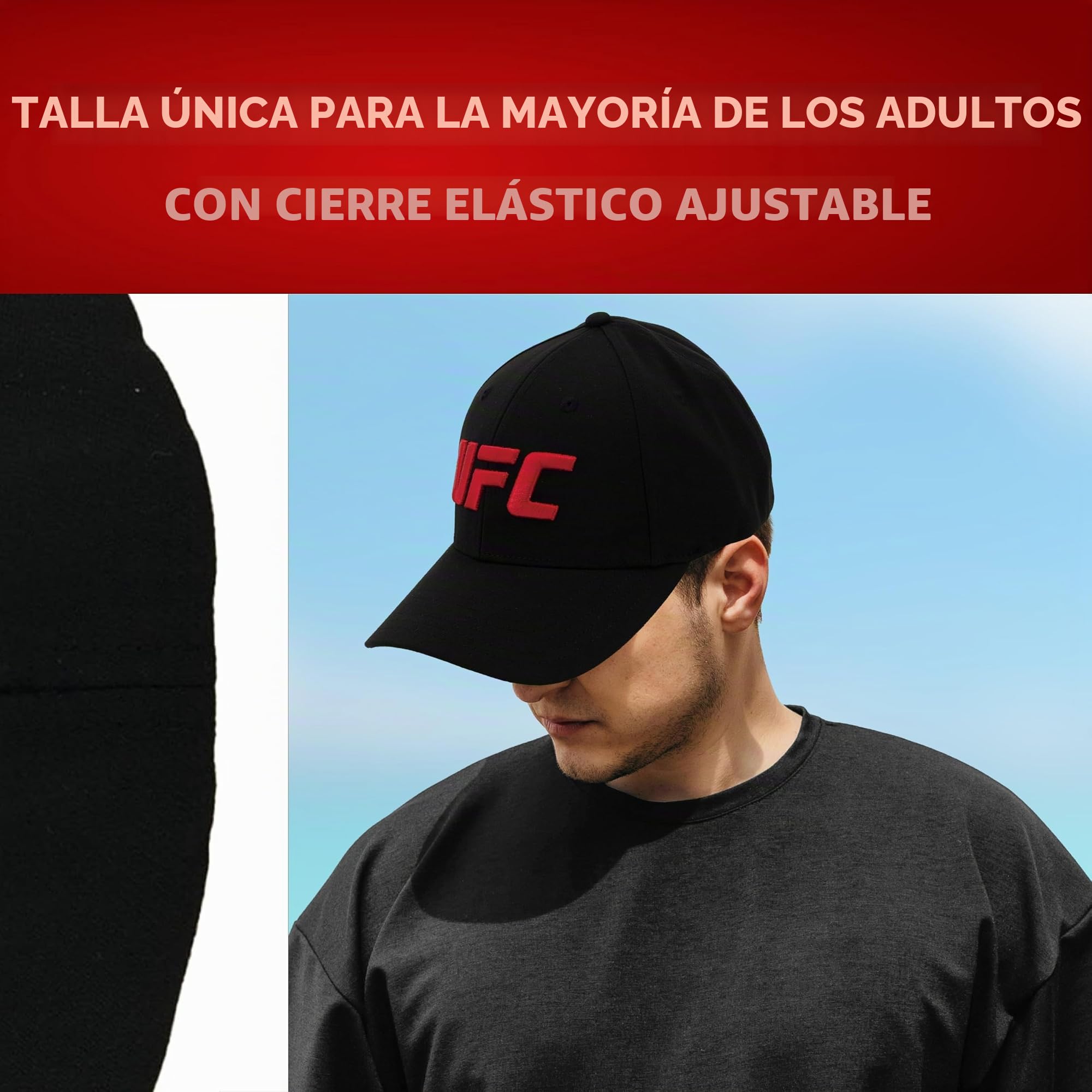 Concept One Unisex UFC Baseball Hat, 6 Panel Adult Flex Fit Active Sport Cap with Curved Brim Baseball Cap
