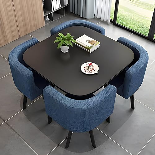 Miniatura 9 de Juego de mesa de comedor cuadrada con sillas, mesa de cocina compacta y 4 sillas, mesa de conferencias moderna con sillas, mesa de recepción para