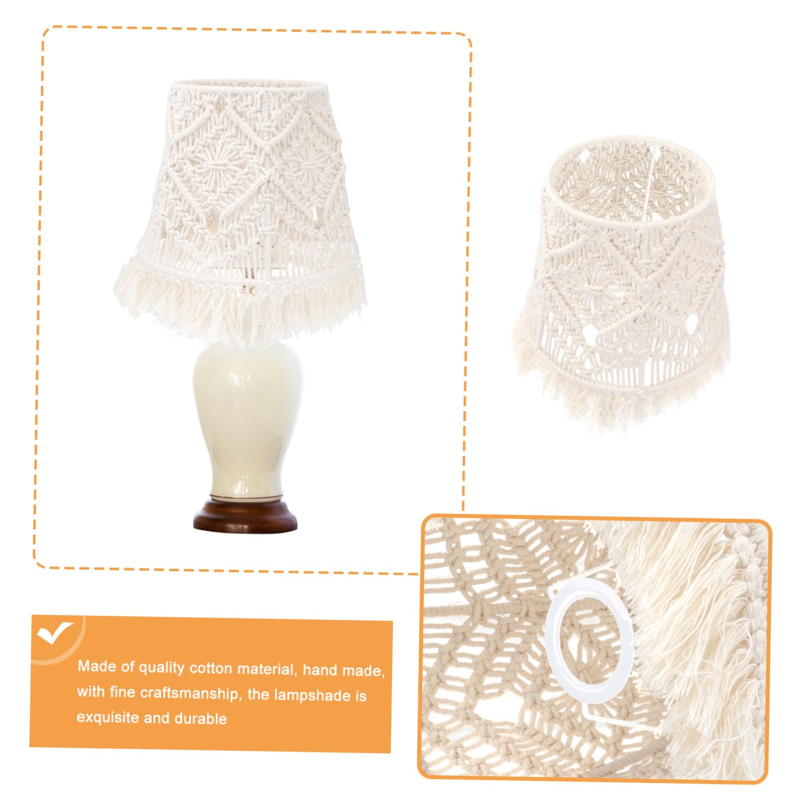 Makramee Lampenschirm Handgewebter im Boho Stil für Tischlampen