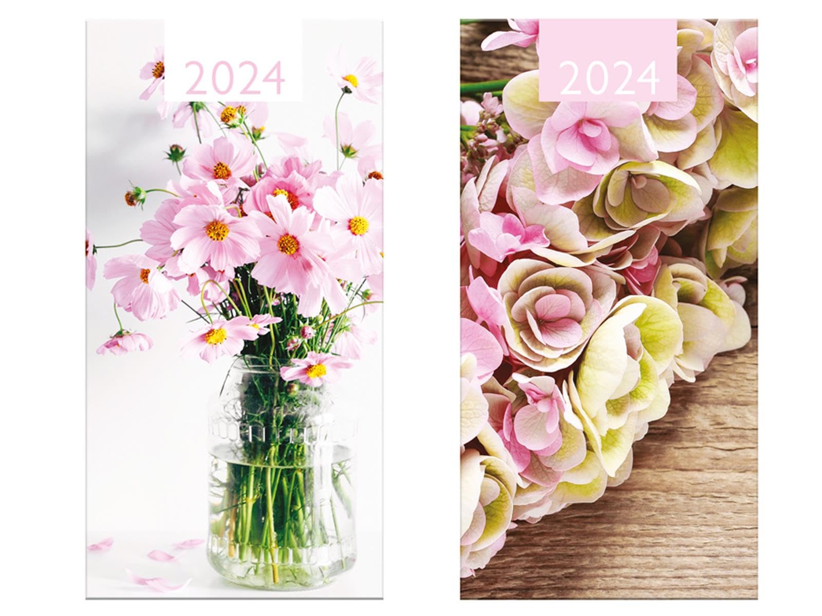 2024 Pocket Diary Hardcover Slimline Planner Week to View Stylish Floral Design