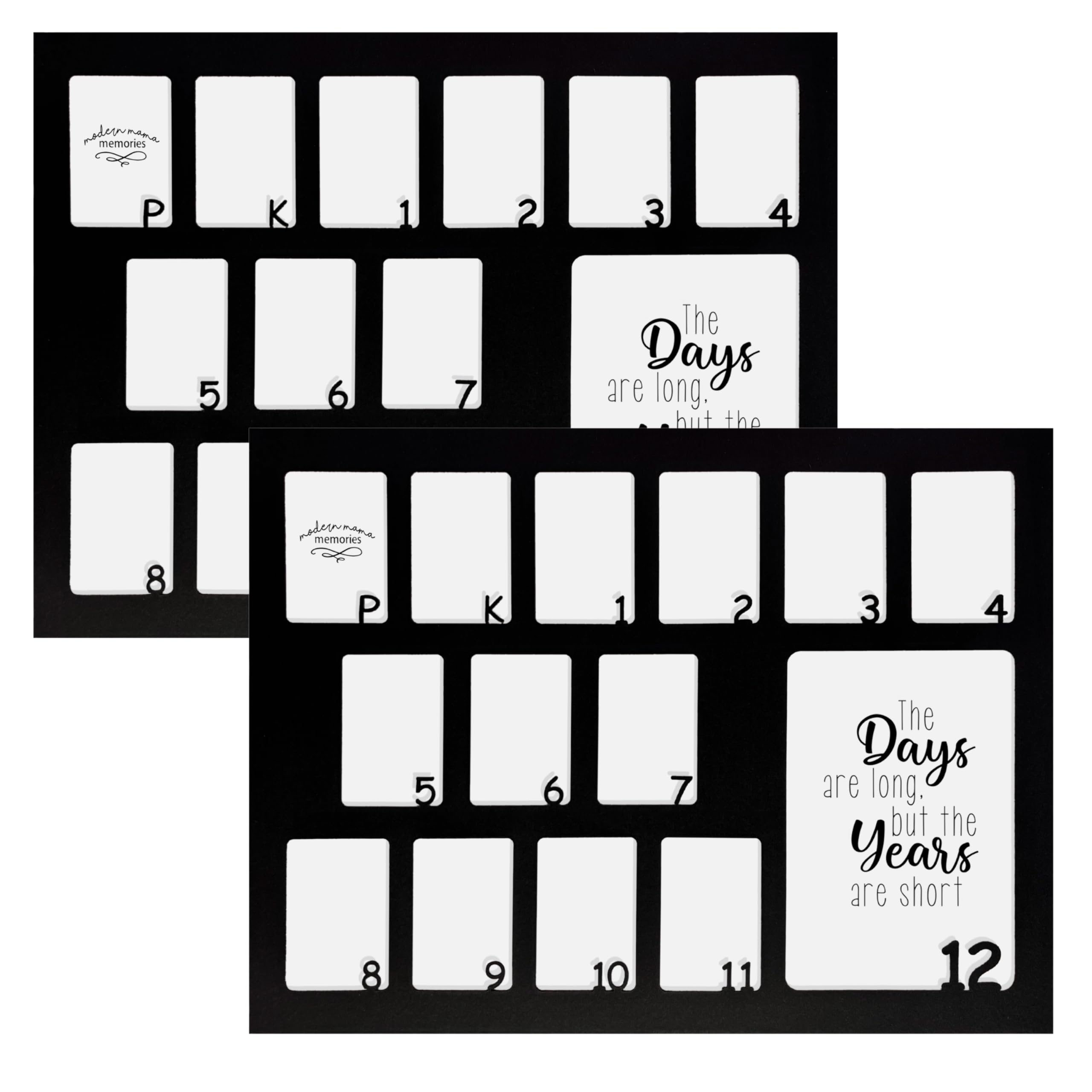 Modern Mama Memories Pre-K-12 School Photo Mat - Fits Any 12x16 Picture Frame (Frame Not Included) - Holds (1) 5x7 & (13) 2x3 Wallet Size Photos -