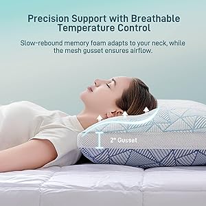 Sylvaris Shredded Memory Foam Cooling Soft Bamboo Viscose Pillows Queen Size Set of 2, Adjustable Hypoallergenic Hotel Quality Bed Pillows for Side, Stomach or Back Sleeper, Oeko-TEX Certified