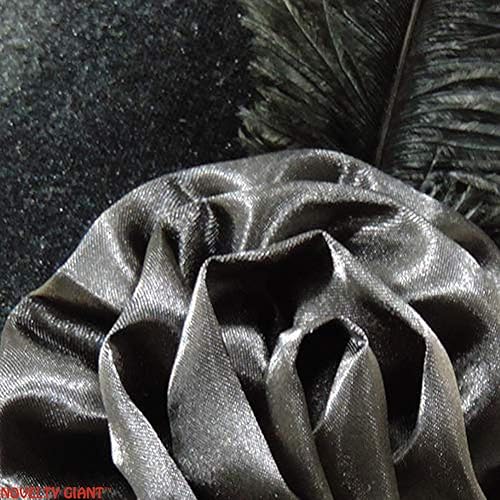 Miniatura 4 de NOVELTY GIANT WWW.NOVELTYGIANT.COM Sombrero de bruja de terciopelo negro con rosa y plumas adjuntas, Negro