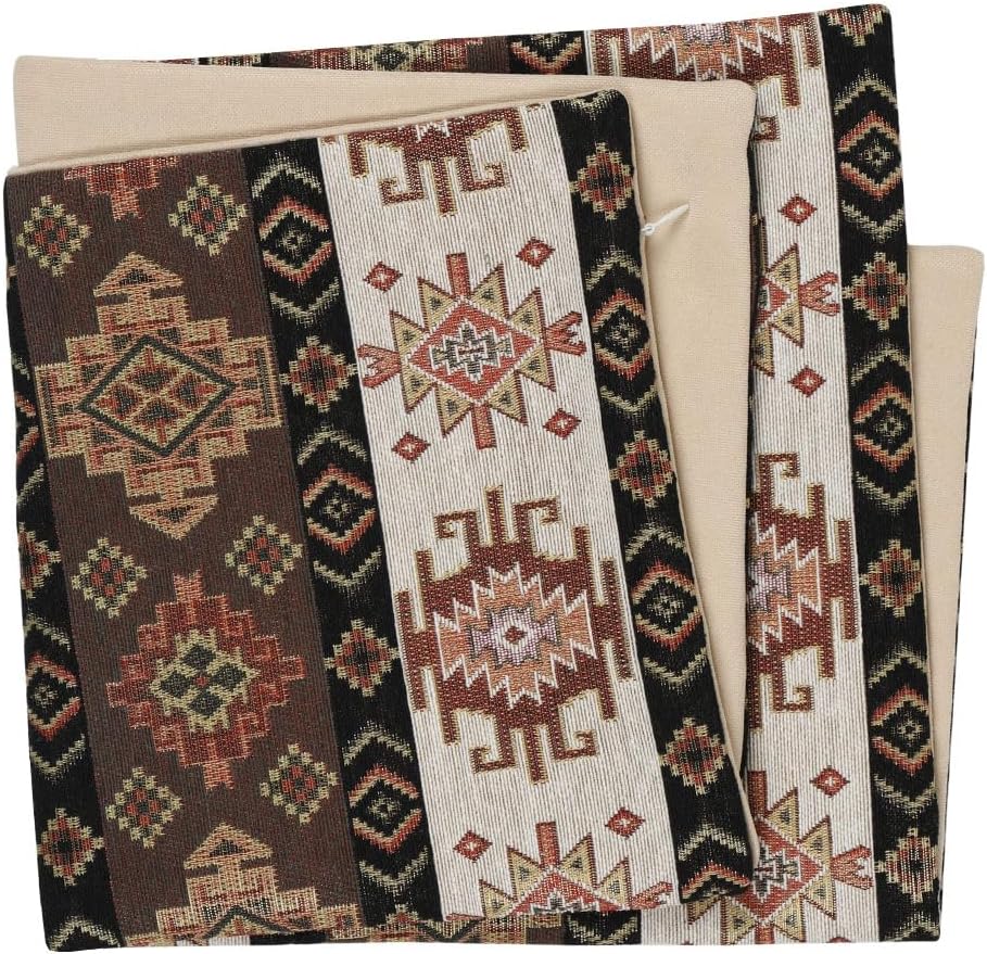 Decorative Throw Pillow Covers Kilim Dark Green Khaki and Cream - 20 x 20 Inches Pillows, Boho Room Decor for Couch, Bohemian Outdoor Case for Farmhouse, Tribal, Aztec