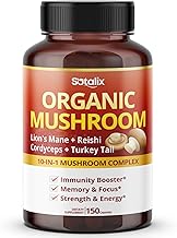 Cortisol Health Supplement with Magnesium, Ashwagandha, Lion’s Mane & 10 Mushroom Complex – Relaxation, Focus & Energy Support – 150 Capsules – Sotalix – USA Made, GMO-Free