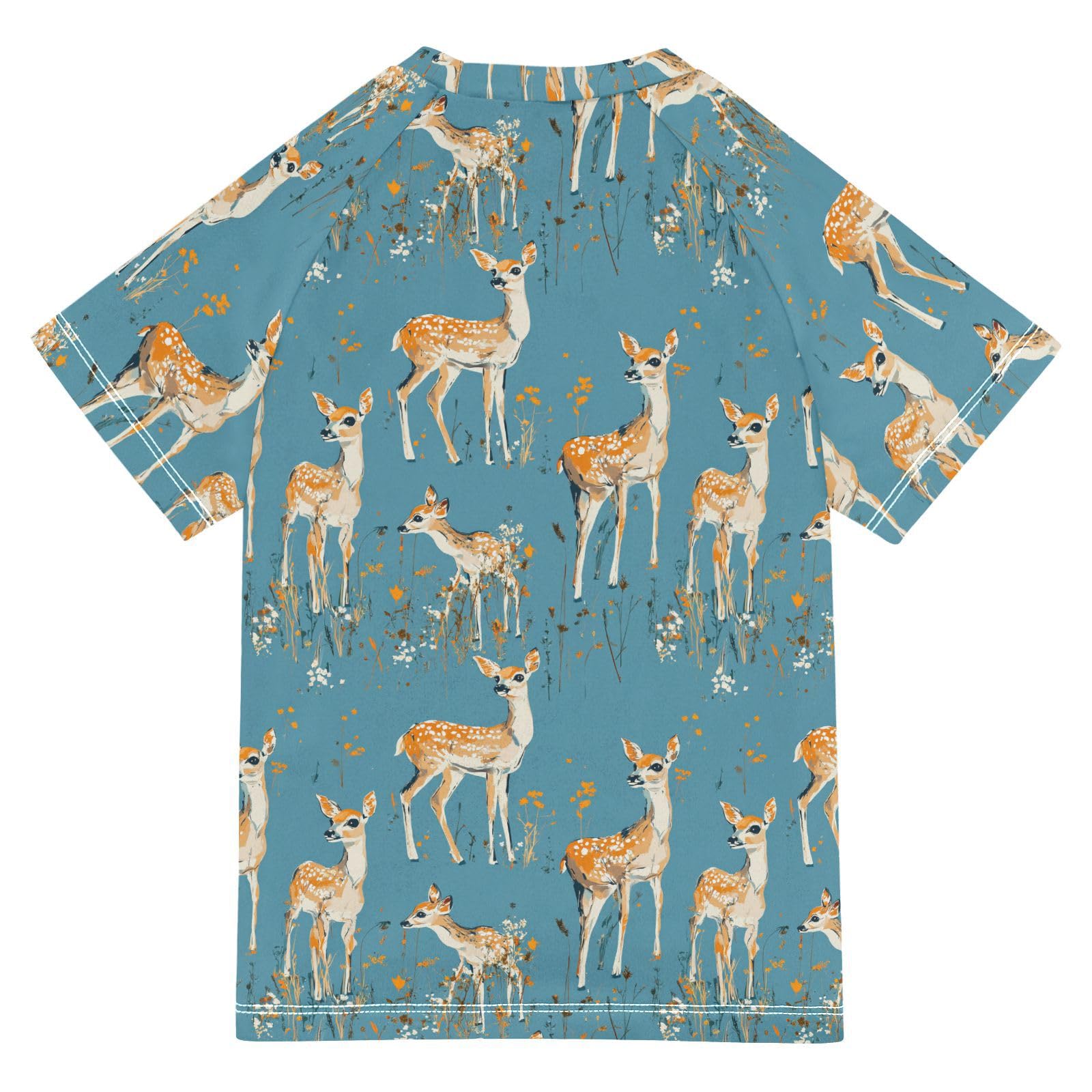 Short Sleeve Girls Bathing Suit Girls Rash Guard Swimsuit Kids Rash Guard 9-10T Sweet Deer