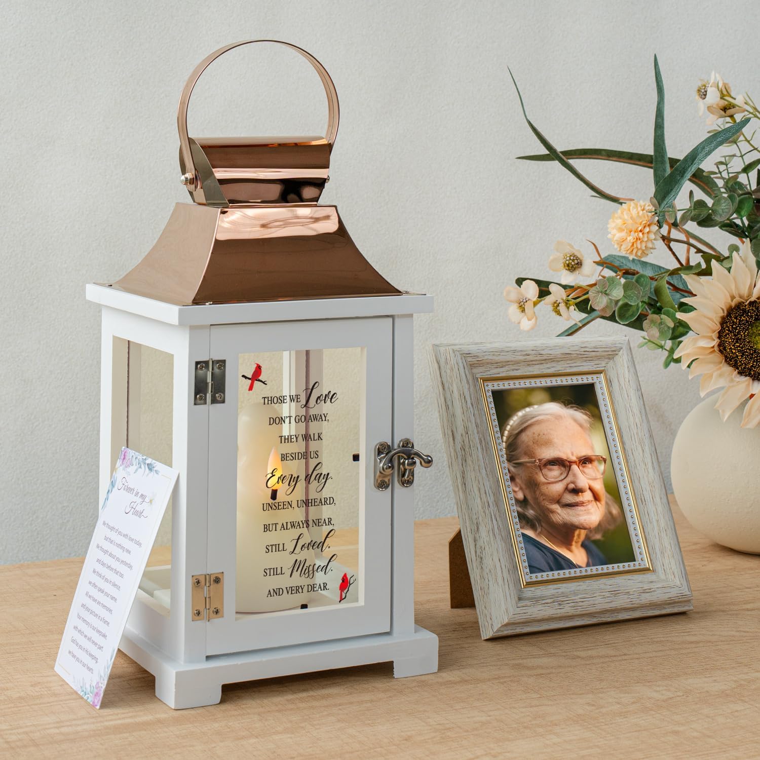 Memorial Lantern with Angel Candle Sympathy Bereavement Gift Idea for Loss of Loved One Memorial Gift for Loss of Mother Father Brother Sister Husband