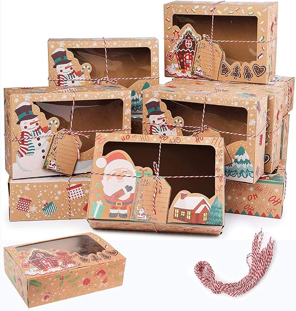 OTMVicor Vicor Christmas Cookie Boxes,12pcs Christmas Wrapping boxes,Bakery Boxes for Holiday Xmas wrapping gifts