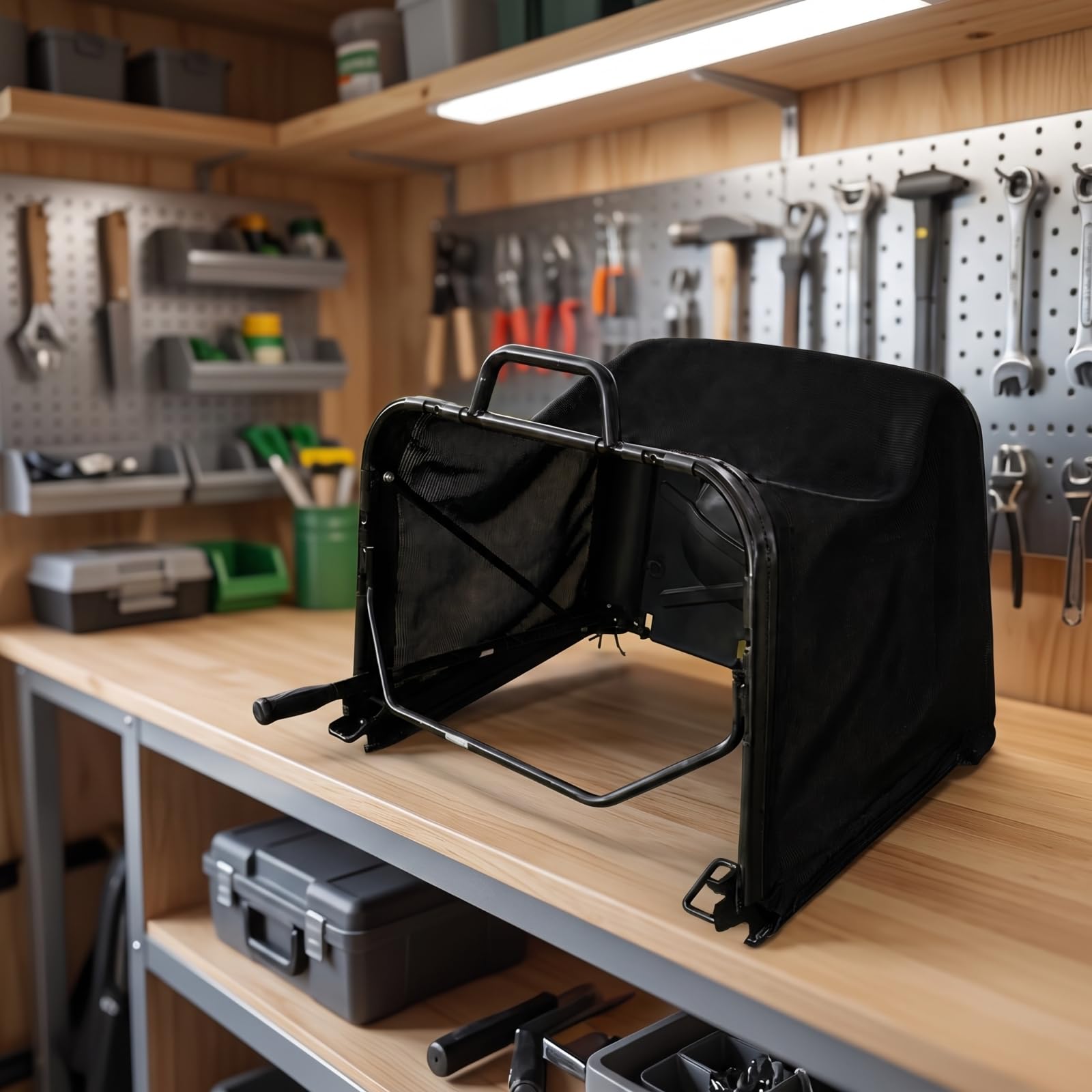 Harilla Bolsa para Recoger Césped Cortacésped con Armazón Fuerte Malla Aireada Accesorio Funcional para Trabajo Jardinería en Fincas y Huertos.