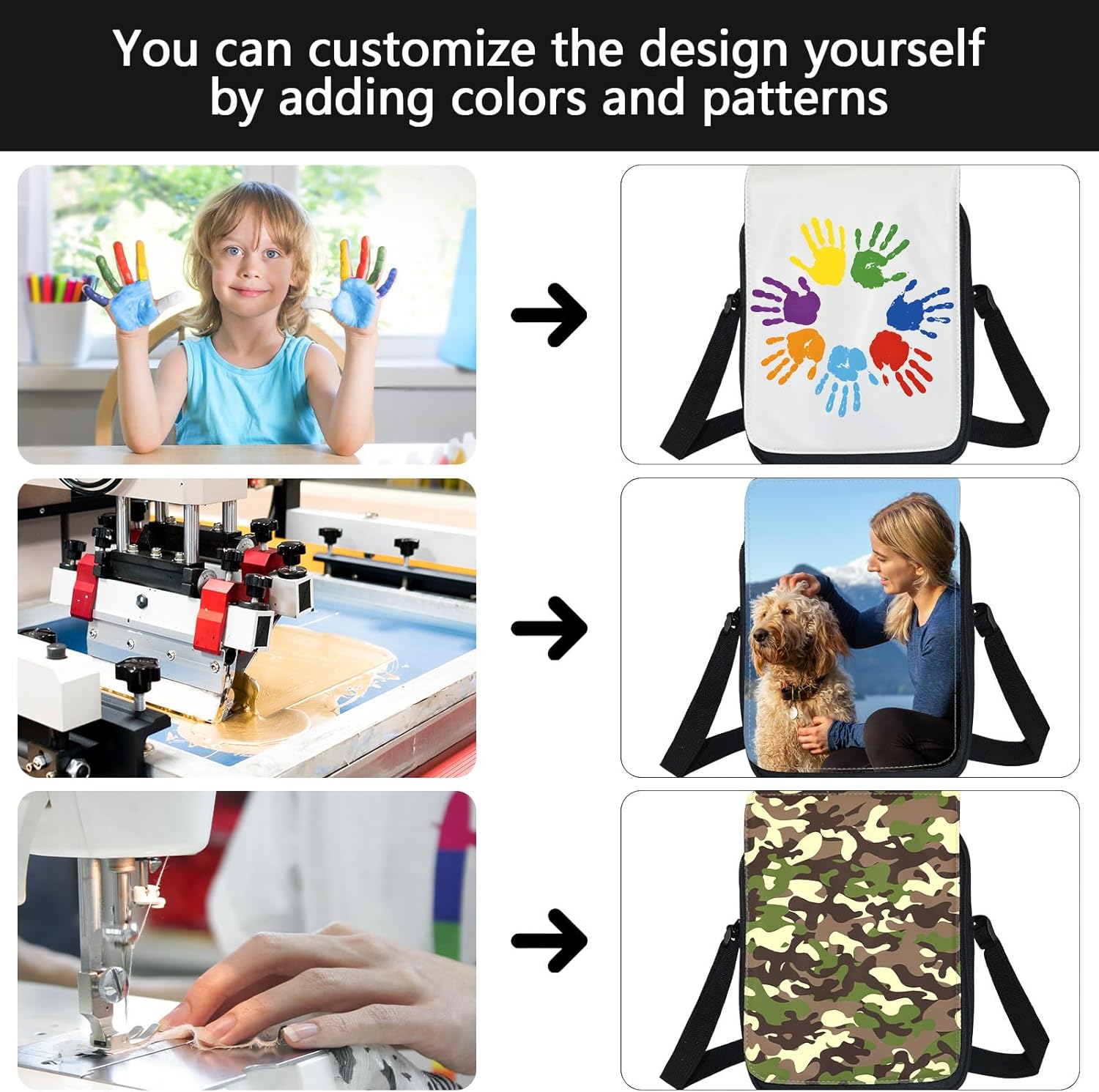 Sublimation Blanks Crossbody Bag,DIY Personalized Shoulder Purse with Adjustable Strap Customizable Sublimation Craft Kit for Father's Day, Birthday Gifts & Travel Outdoor Sports - Image 2