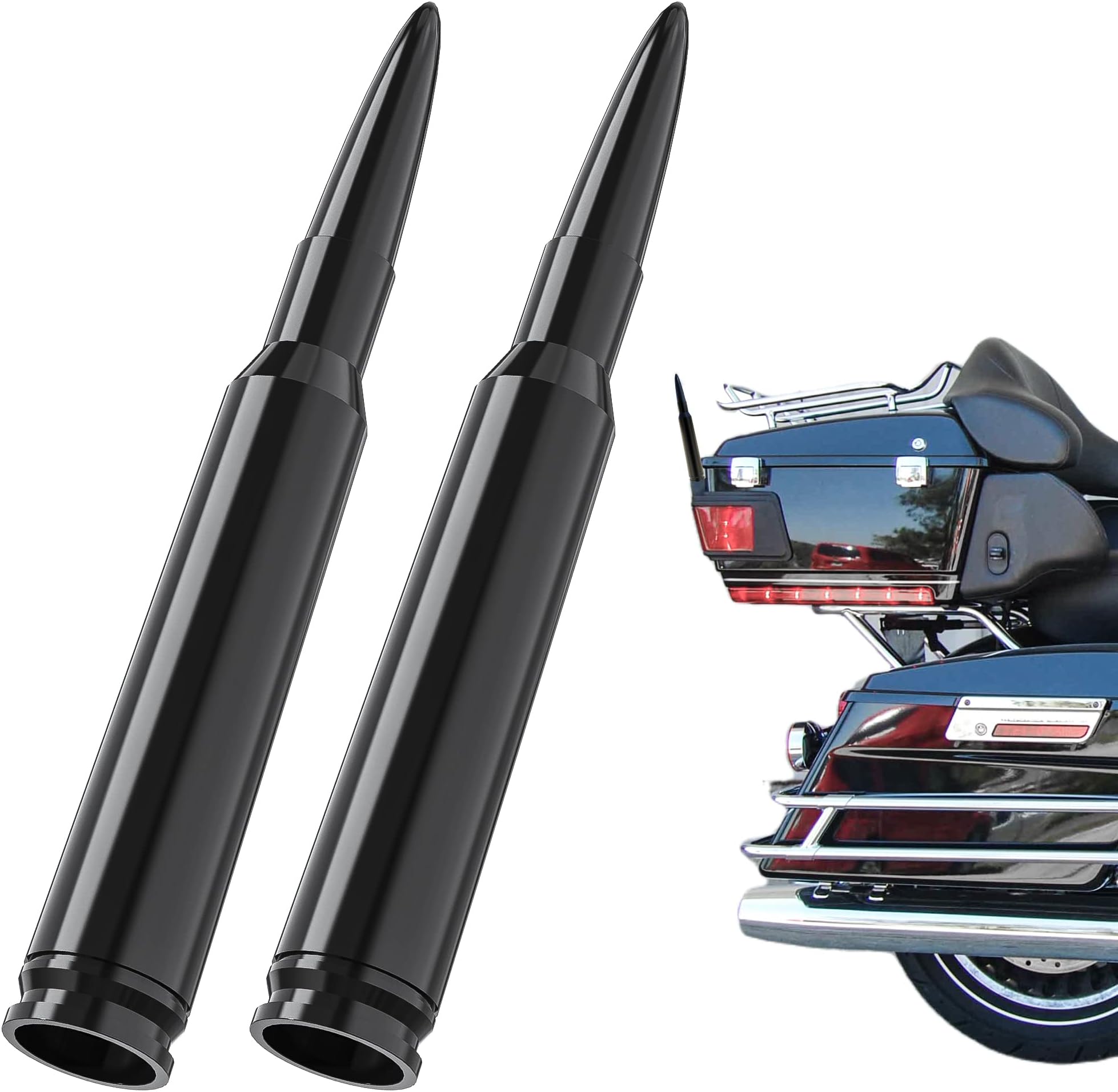 Short Motorcycle Antenna for Harley Davidson 1989-2025 Touring Street Glide/Road Glide/Electra Glide/Ultra Classic | Enhanced AM/FM Signal Reception 2-Pack