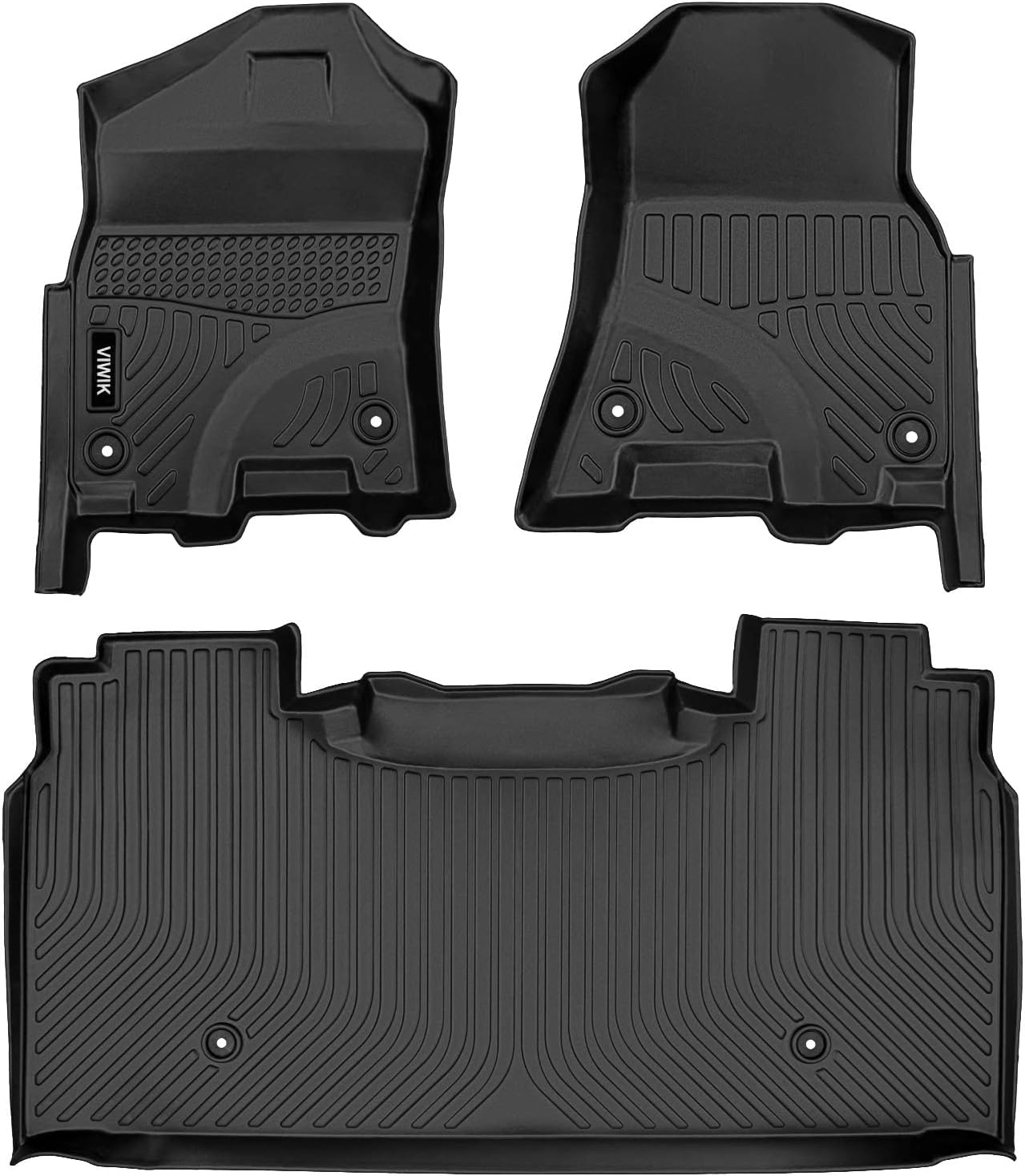 VIWIK Floor Mats for 2019-2024 Dodge Ram 1500 Crew Cab with Under-seat Storage Box (NOT for Classic), Car Mats All Weather Custom Floor Liners Front & 2nd Row, Automotive Floor Mats TPE Black 2019 to 2023