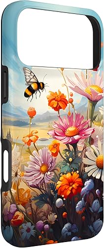 Vista 57 de Funda para iPhone 13 Pro Lively Bee en Sunny Meadow of Wildflowers