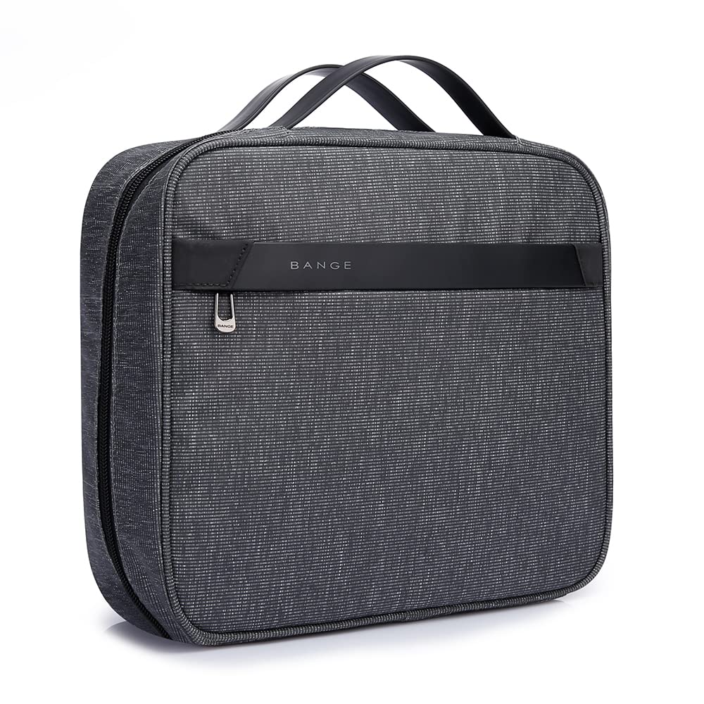 Red Lemon BANGE Men & Women The Hanging Toiletry Bag | 3 Split Black Travel Pouch Accessories Grooming Organizer Kit with Hook (Grey)