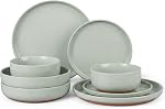 HaWare Stoneware Dinnerware Ensembles, 12-Piece Assiette et bols pour 4, Set de vaisselle pour restaurant à la maison, Speckled multicolore