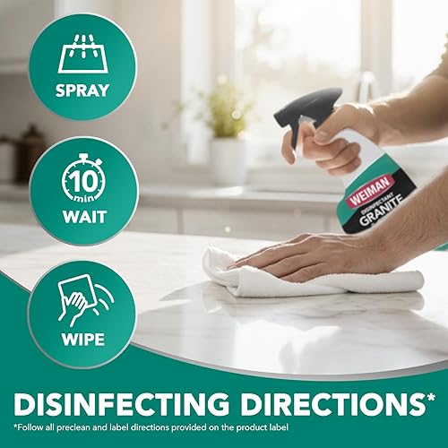 Miniatura 9 de Weiman Recambio desinfectante de granito diario para limpiar y brillar, 64 onzas – Limpiar de forma segura Desinfectar y brillar granito mármol