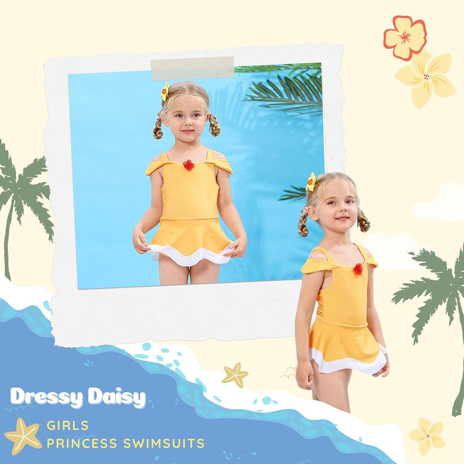 Dressy Daisy Girls Princess One Piece Swimsuit with Skirt Swimwear Swimming Bathing Suit Swim Wear Dress Up