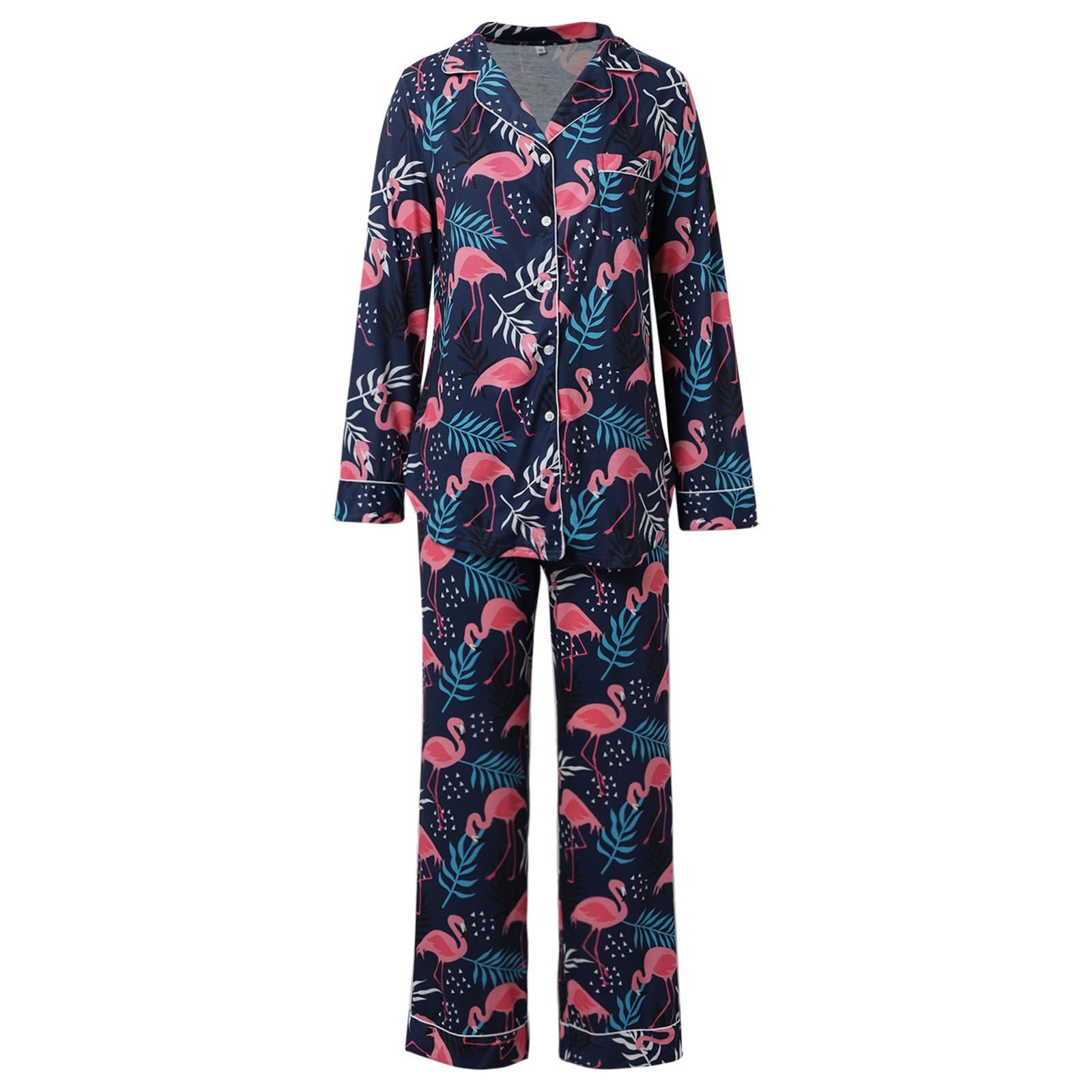 Genérico Pijama de Invierno Mujer，Conjunto de Pijama Mujer Manga Larga Tejido para Dormir Confortable Noche con Diseño Elegante y Moderno para Descanso Nocturno