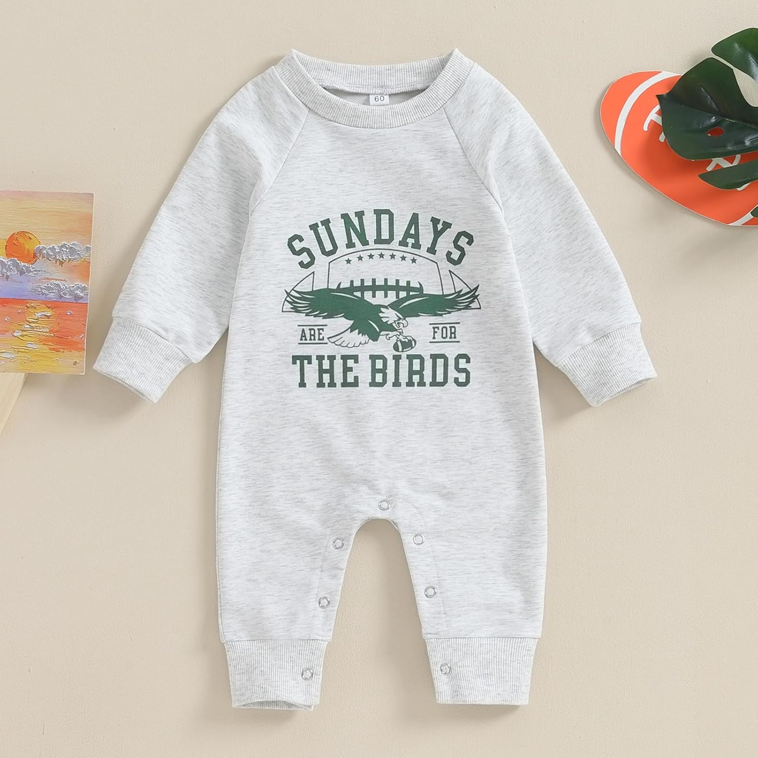 Infant Baby Boys Girls Sundays are for The Birds Jumpsuit Crew Neck Long Sleeve Romper Fall Newborn Football Outfits - Image 2