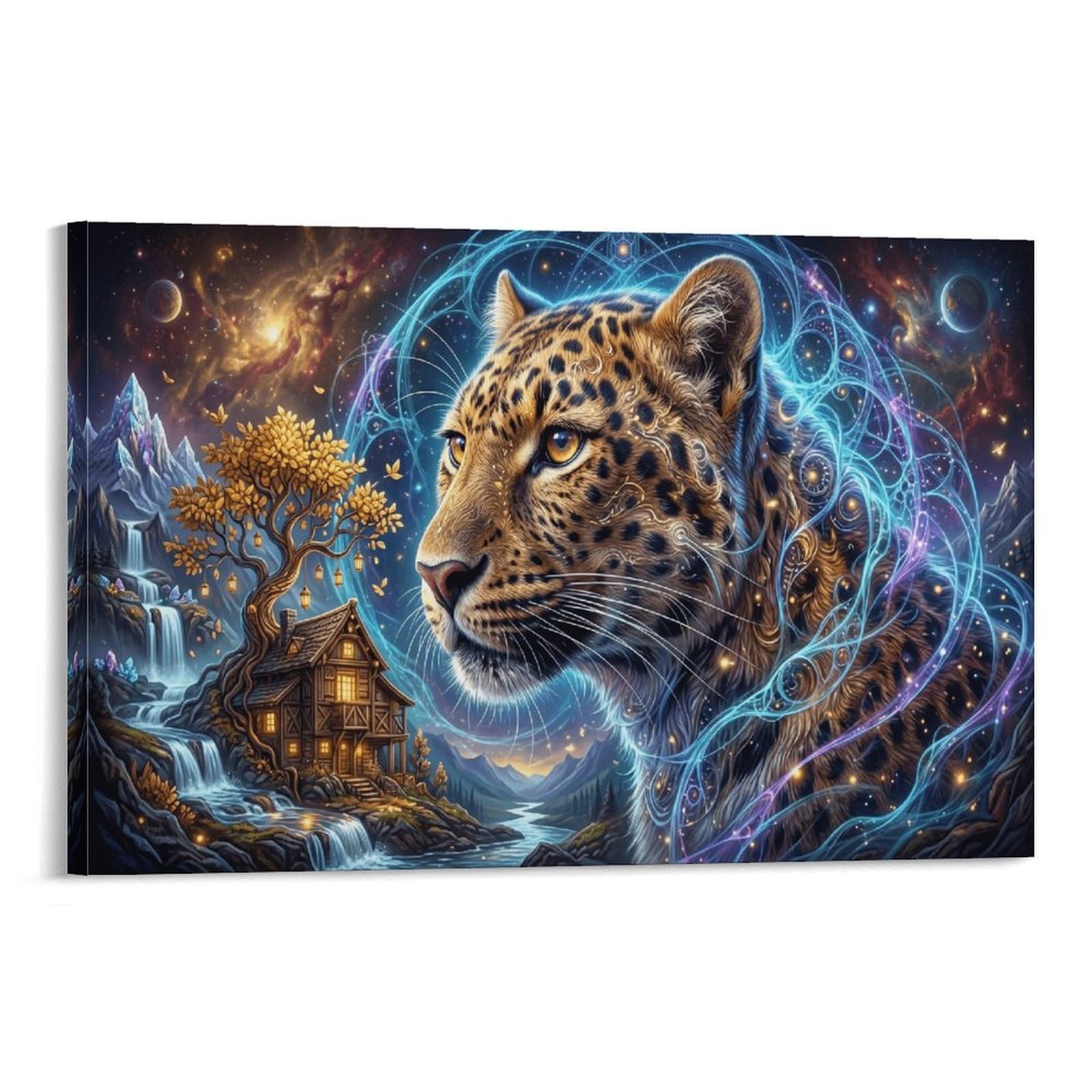 XPASHIQWC Leopard Wall Decor Poster Starry Galaxy Giclee Canvas Prints Modern Canvas Wall Art Picture Wall Hanging for Office Gym Living Room Decor 24x36inch(60x90cm)