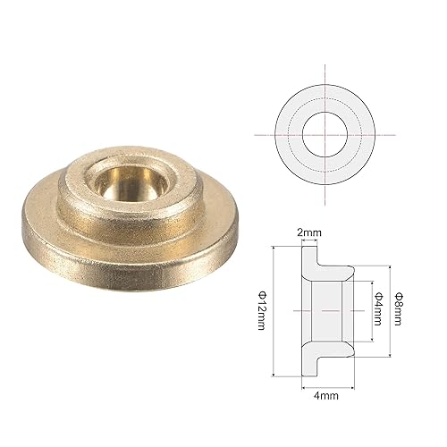 Miniatura 3 de uxcell Flange Sleeve Bearings 4mm Bore 8mm OD 4mm Length 12mm Flange Dia 2mm Flange Thickness Sintered Bronze Self-Lubricating Bushing 4pcs
