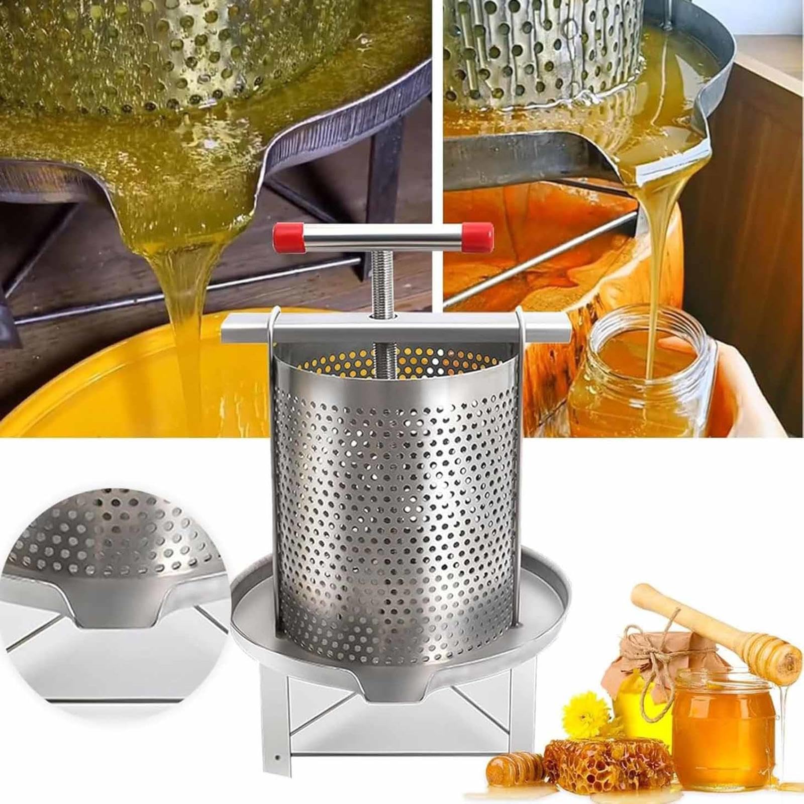 Extracteur De Miel Manuel INOX,Pressoir À Miel Manuel Extracteurs De Miel Apiculture Matériel Extracteur Presse À Miel en Nid d'abeille pour Restaurant Cuisine Hôtel KL,A