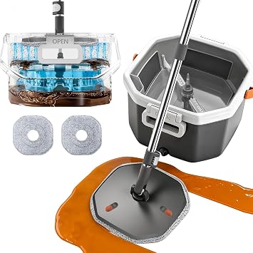 Spin Mop and Bucket Set with Wringer, Floor Mop System