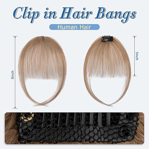 Miniatura 9 de Flequillo con clip, de cabello humano, flequillo postizo de cabello real, flequillo con clip, flequillo con sienes completas, flequillo plano, para