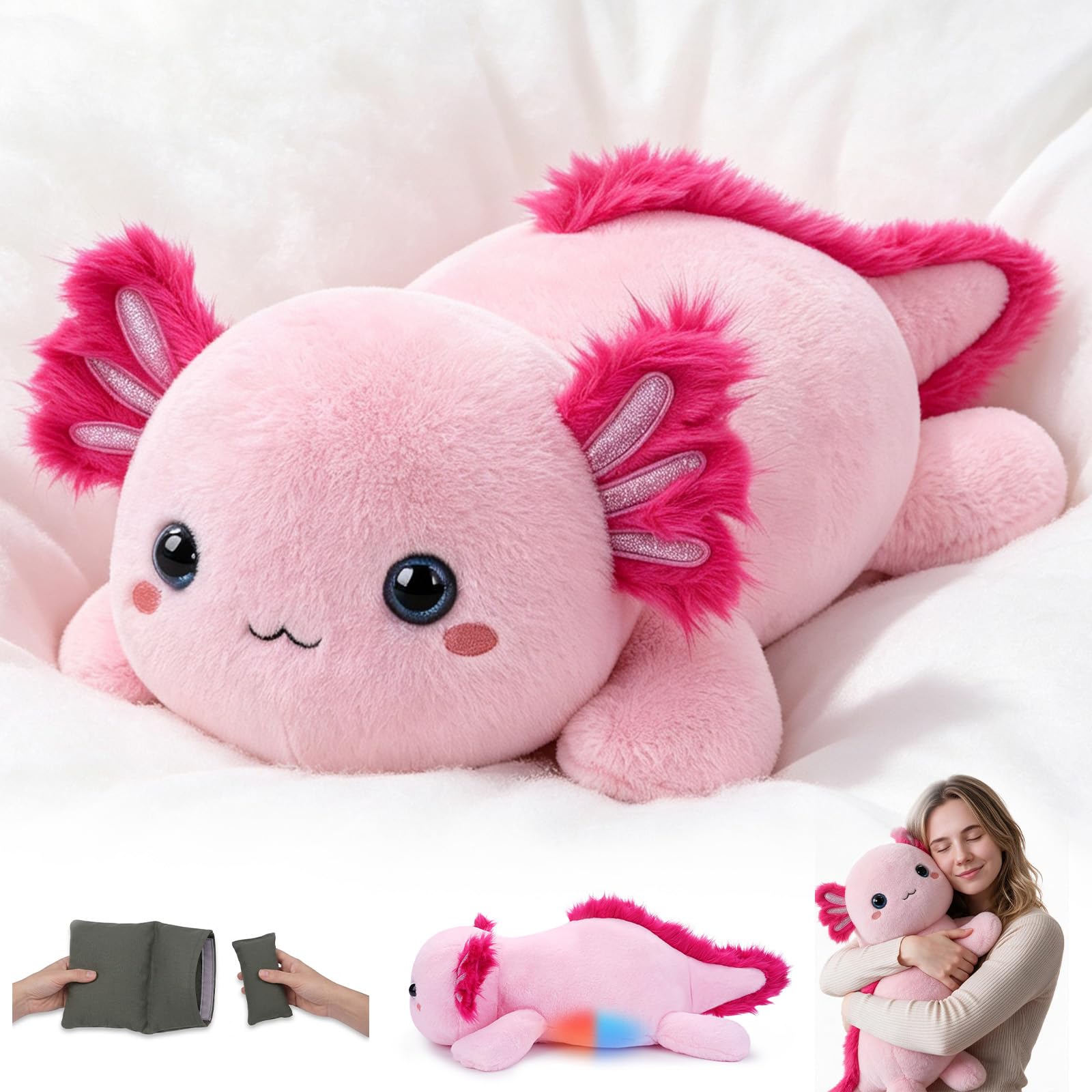 SQEQE Giant Weighted Axolotl Stuffed Animal Large Plush Toy Pillow 51CM