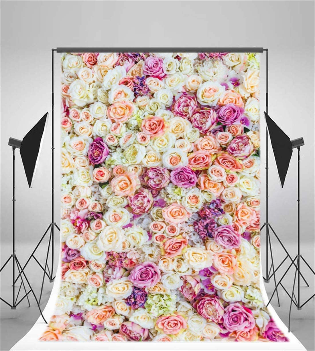 Amazon.co.jp: Qinunipoto 背景布 花柄 花の背景 写真撮影用 happy