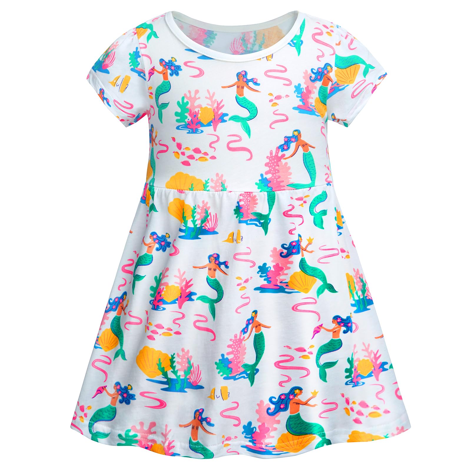 tagyumToddler Dress Cotton Casual Short Sleeve Swing Sundress Little Girl  Birthday Party Summer Playwear Dresses