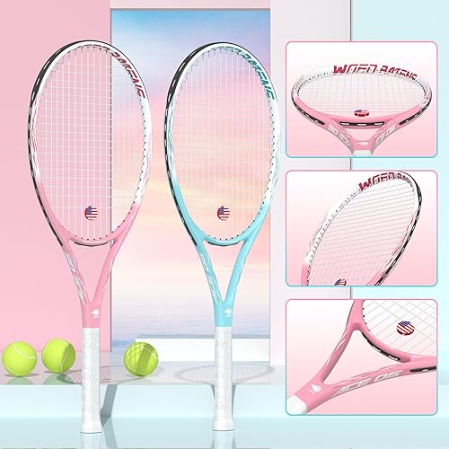Miniatura 2 de Juego de raquetas de tenis para adultos de 27 pulgadas, incluye raqueta de tenis, pelotas de tenis, amortiguadores de vibración, bolsa de tenis