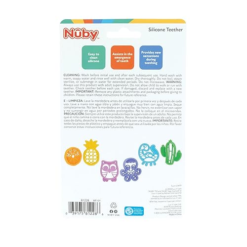 Miniatura 7 de Nuby Juguete de masaje de goma de masajear al bebé (paquete de 2) juguetes para aliviar la dentición del bebé para más de 3 meses, dinosaurio y