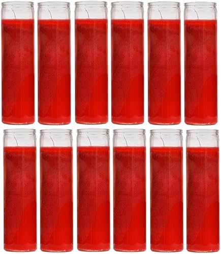 Blessed Sanctuary Series - Vela religiosa surtida, color rojo, caja de 12 unidades (1 caja)