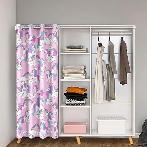 Miniatura 2 de Cortina de Puerta de Unicornio para Privacidad de Entrada 34"x80" Linda Cubierta de Cortina de Puerta de Armario con Arcoíris de Unicornio, Cortina