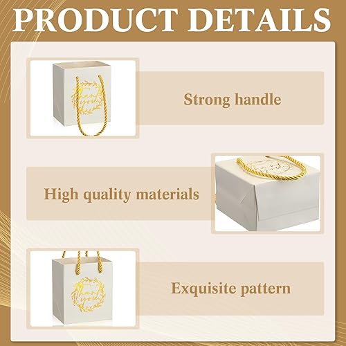 Miniatura 3 de Yeaqee 50 mini bolsas de regalo de agradecimiento con asas de 4 x 2.75 x 4.5 pulgadas, papel de aluminio dorado para boda, regalo de despedida de