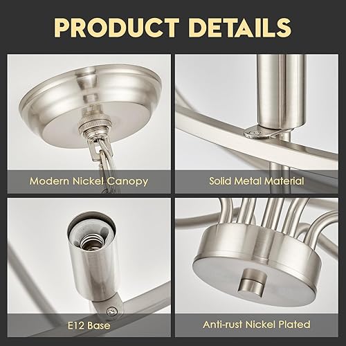 Miniatura 88 de Lámpara de araña negra de 9 luces, lámpara clásica para colgar sobre la mesa para comedor, sala de estar, dormitorio, vestíbulo, isla de cocina