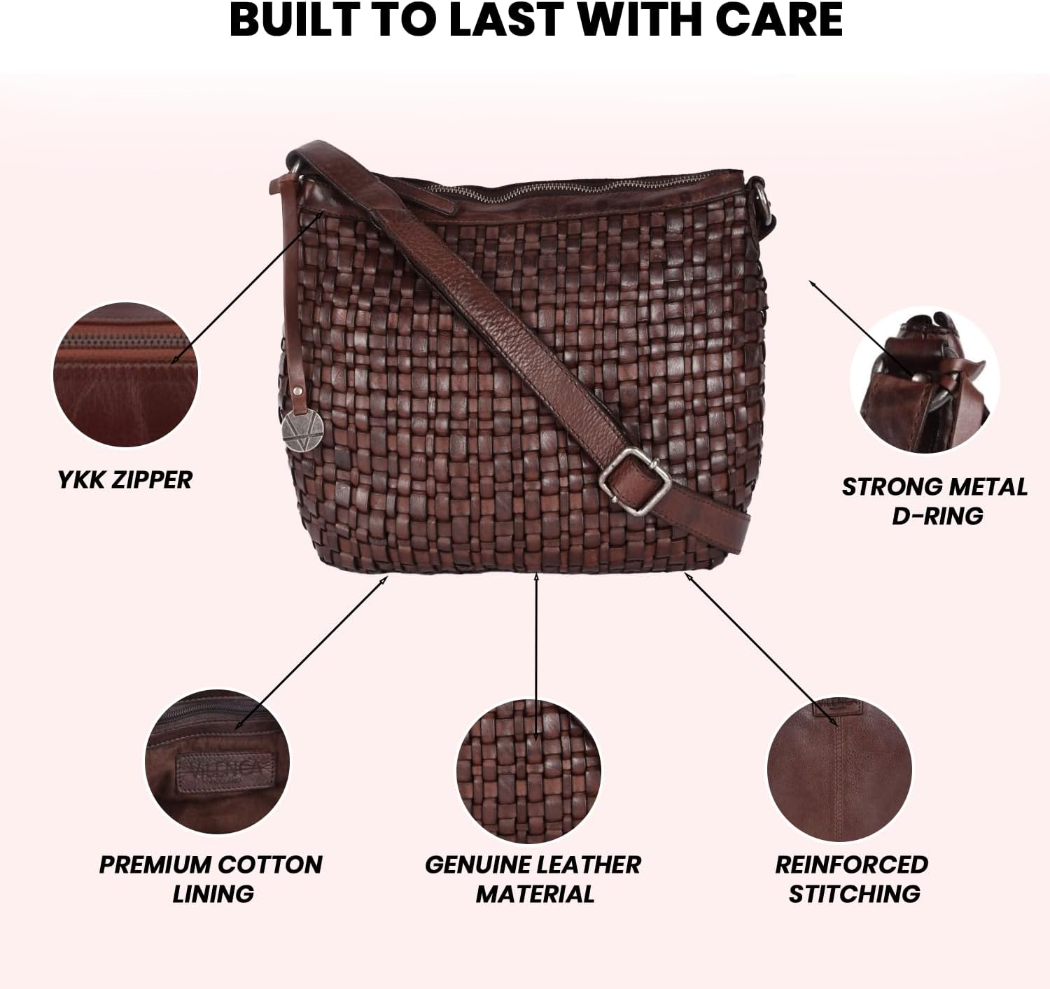 Genuine Leather Crossbody Sling Bag for Women, Purse for Women Trendy Casual Office Bag with Adjustable Strap - Image 5